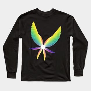 Rainbow Angel Seraphim | Flying Six Wing Bar Chart Black Long Sleeve T-Shirt